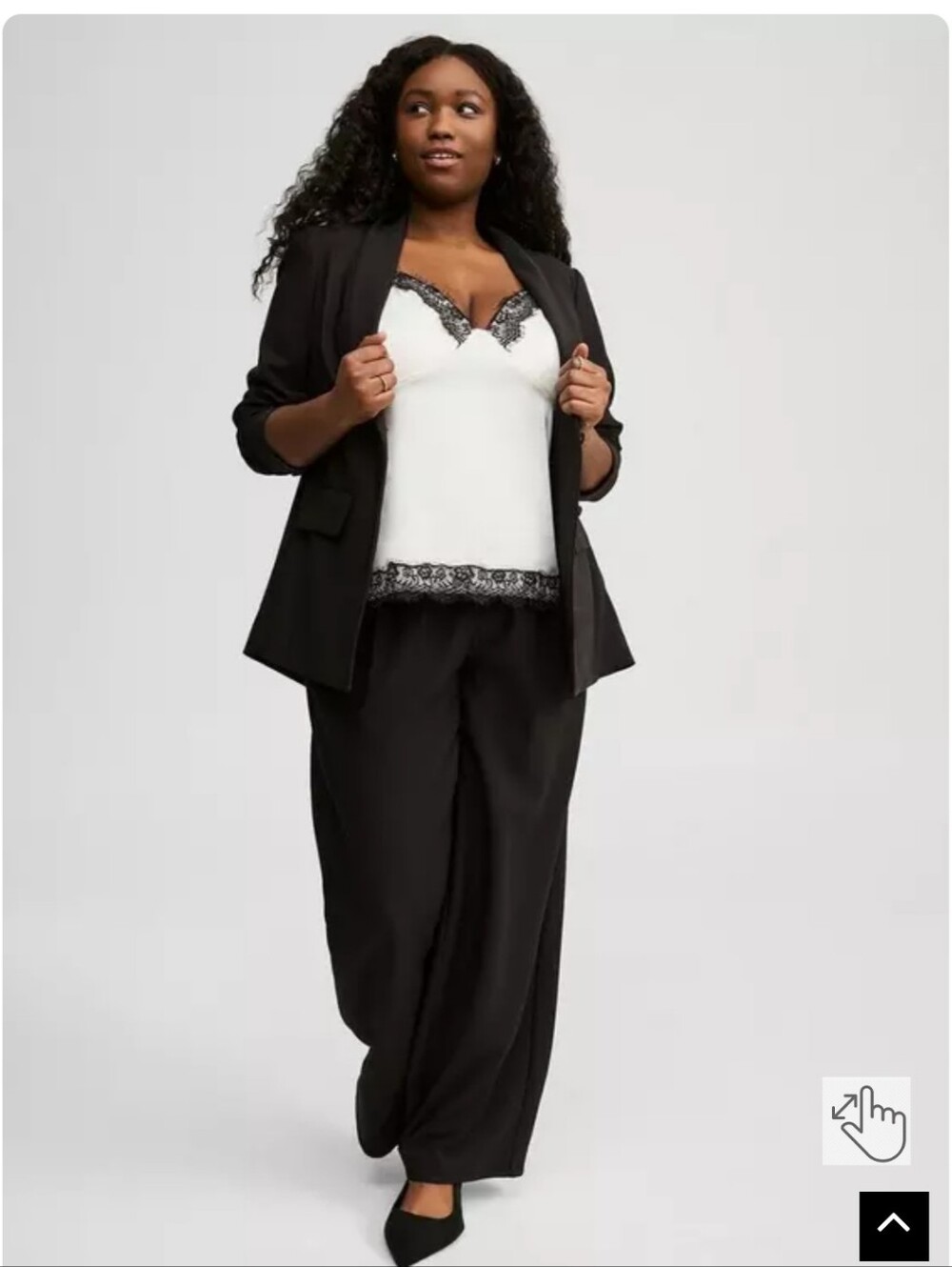 Torrid Lace Trim Satin Cami Top - White with Black Lace